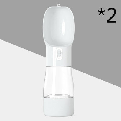 3 - in - 1 Portable Dog Water Bottle & Feeder – Travel Pet Water Dispenser with Food Container & Poop Bag Holder – Leakproof, BPA - Free, for Dogs & Cats - Threads & Tassels