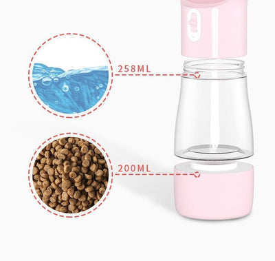 3 - in - 1 Portable Dog Water Bottle & Feeder – Travel Pet Water Dispenser with Food Container & Poop Bag Holder – Leakproof, BPA - Free, for Dogs & Cats - Threads & Tassels