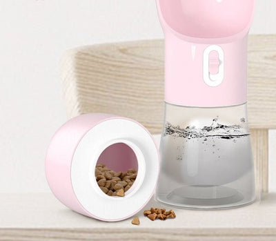 3 - in - 1 Portable Dog Water Bottle & Feeder – Travel Pet Water Dispenser with Food Container & Poop Bag Holder – Leakproof, BPA - Free, for Dogs & Cats - Threads & Tassels