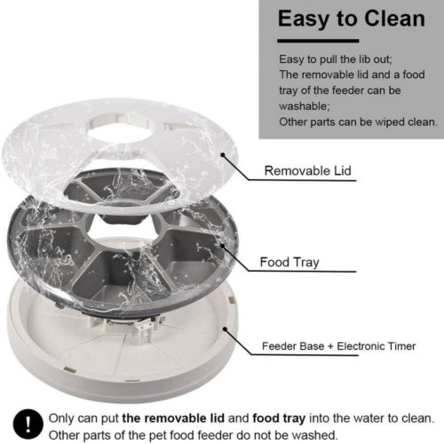 Automatic 6 Day Meal Timed Pet Dog Cat Feeder Food Bowl Auto Holiday Dispenser - Threads & Tassels