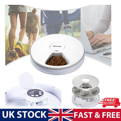 Automatic 6 Day Meal Timed Pet Dog Cat Feeder Food Bowl Auto Holiday Dispenser - Threads & Tassels