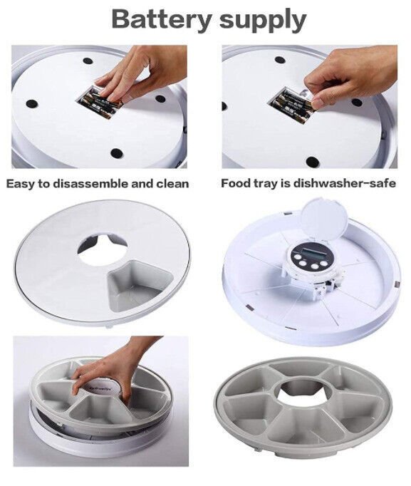 Automatic 6 Day Meal Timed Pet Dog Cat Feeder Food Bowl Auto Holiday Dispenser - Threads & Tassels
