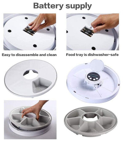 Automatic 6 Day Meal Timed Pet Dog Cat Feeder Food Bowl Auto Holiday Dispenser - Threads & Tassels