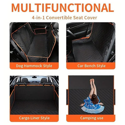 Waterproof Pet Car Seat Cover Dog Safety Protector Mat Front Back Seat Hammock H - Threads & Tassels